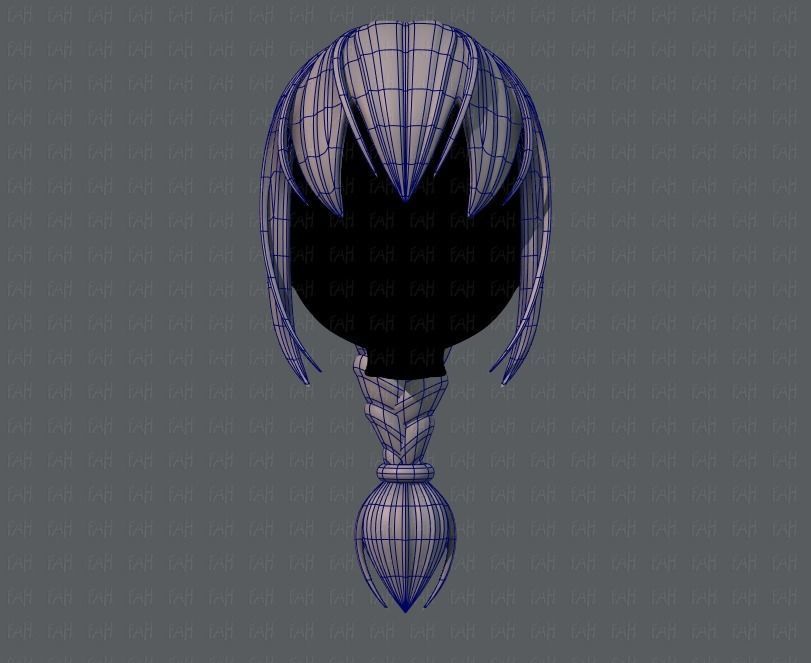 3D Hair style for girl V33 Low-poly 3D model_9