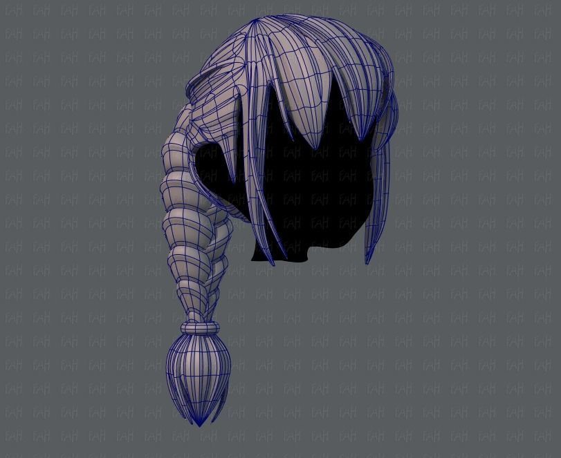 3D Hair style for girl V33 Low-poly 3D model_10