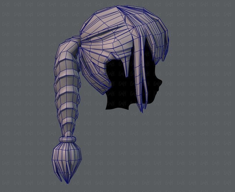 3D Hair style for girl V33 Low-poly 3D model_27