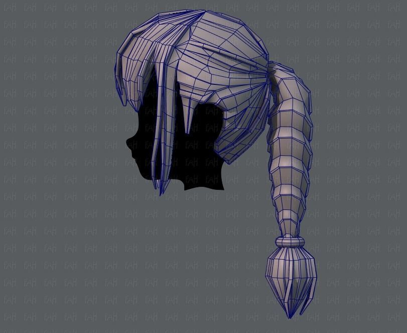 3D Hair style for girl V33 Low-poly 3D model_31