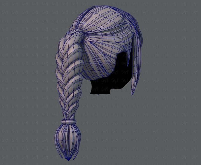 3D Hair style for girl V33 Low-poly 3D model_12