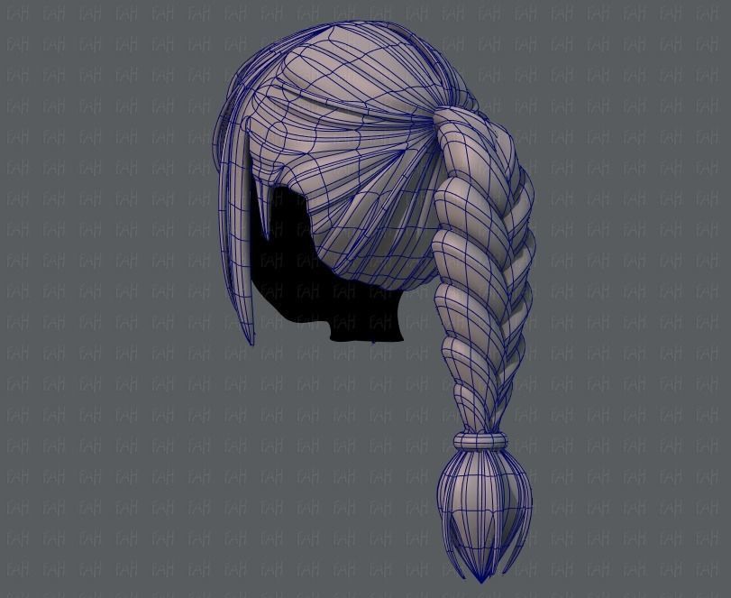 3D Hair style for girl V33 Low-poly 3D model_14