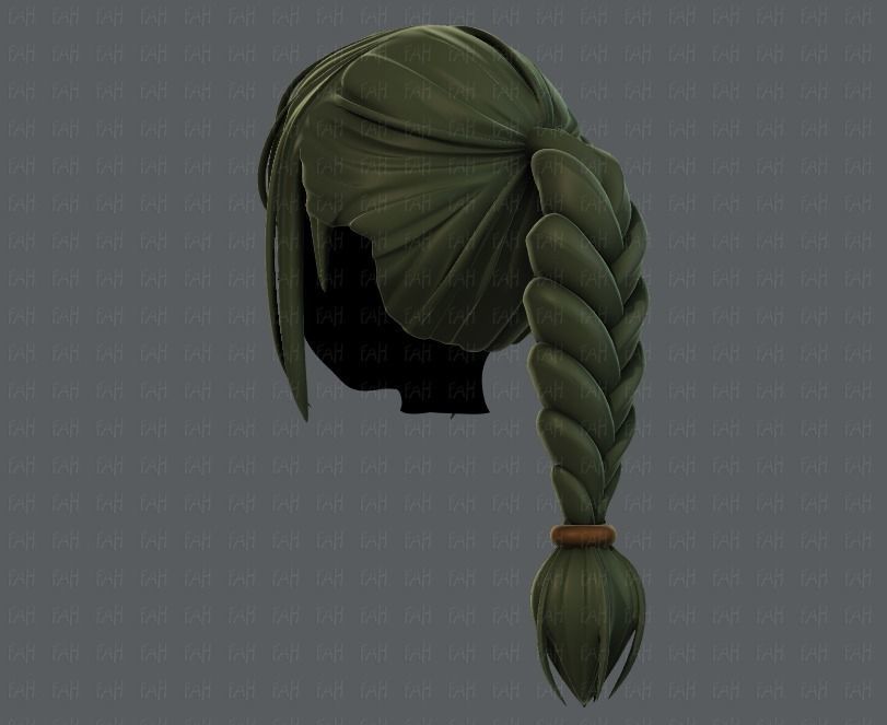 3D Hair style for girl V33 Low-poly 3D model_6