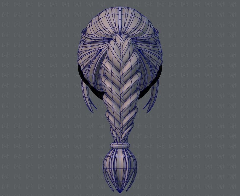 3D Hair style for girl V33 Low-poly 3D model_13