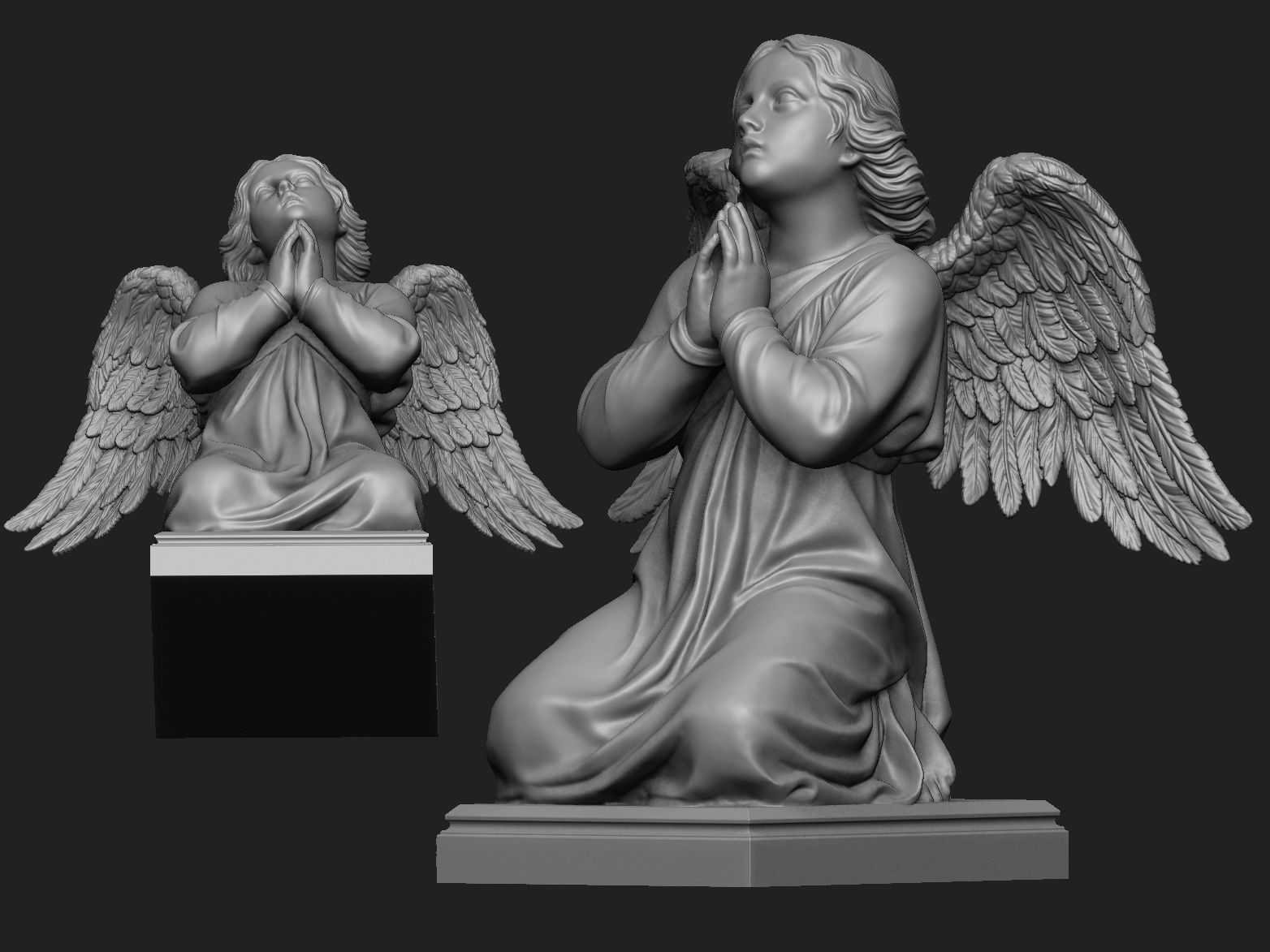 Kneeling Angel Statue 3D print model_4