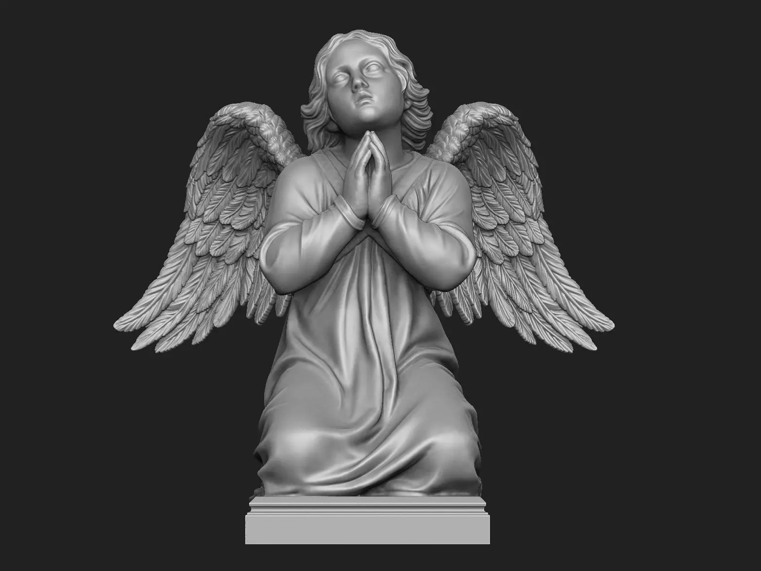 Kneeling Angel Statue 3D print model_0