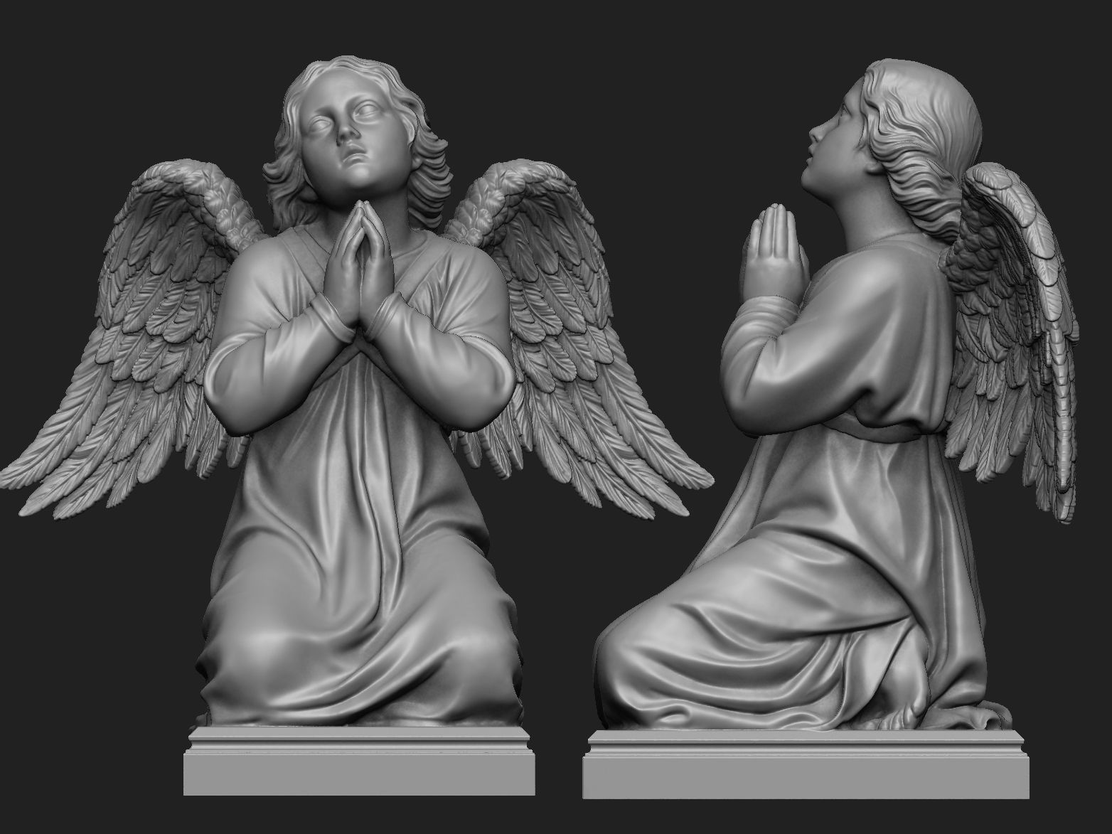 Kneeling Angel Statue 3D print model_1