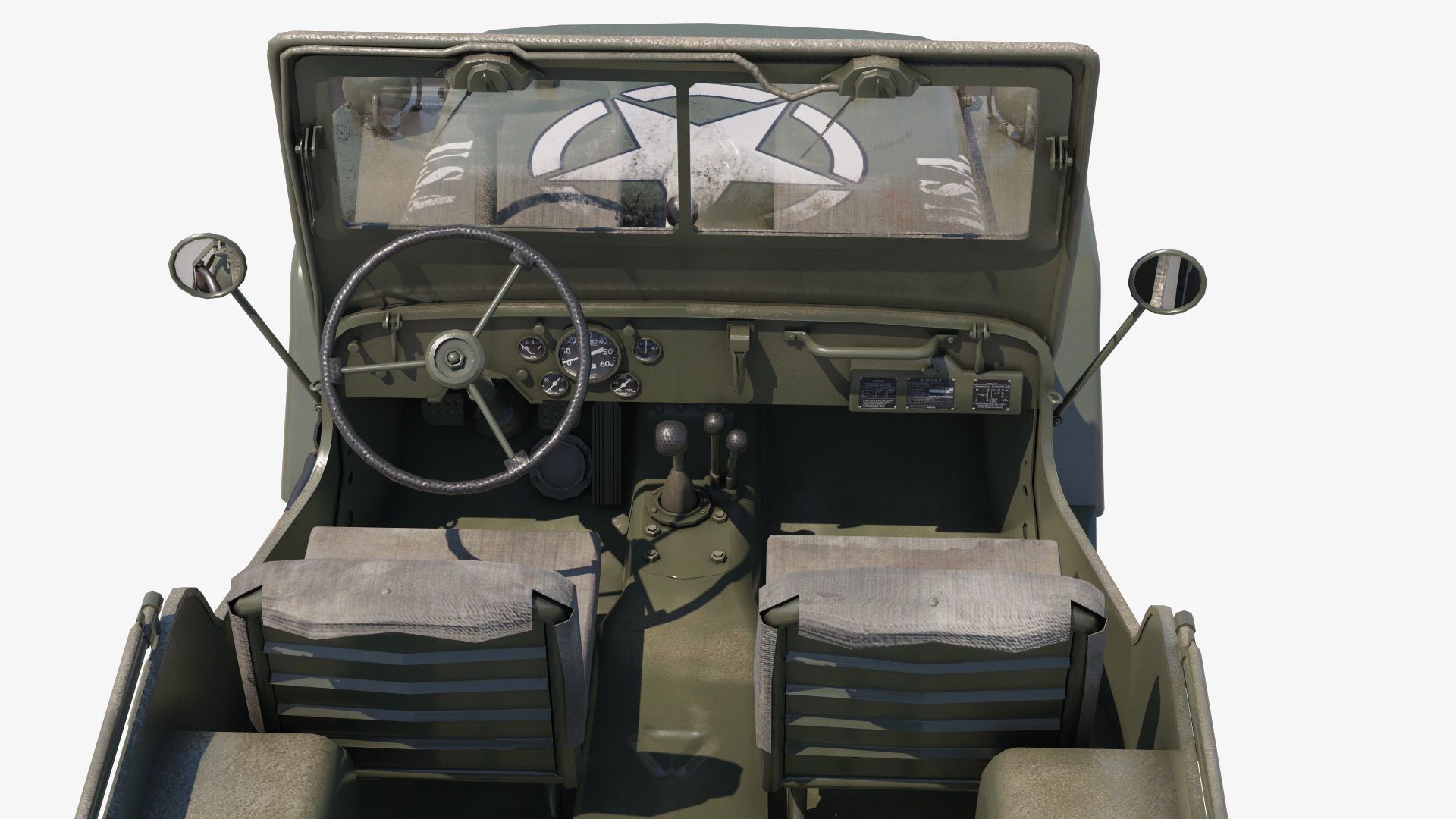 Military Jeep Car Willys  Low-poly 3D model_7