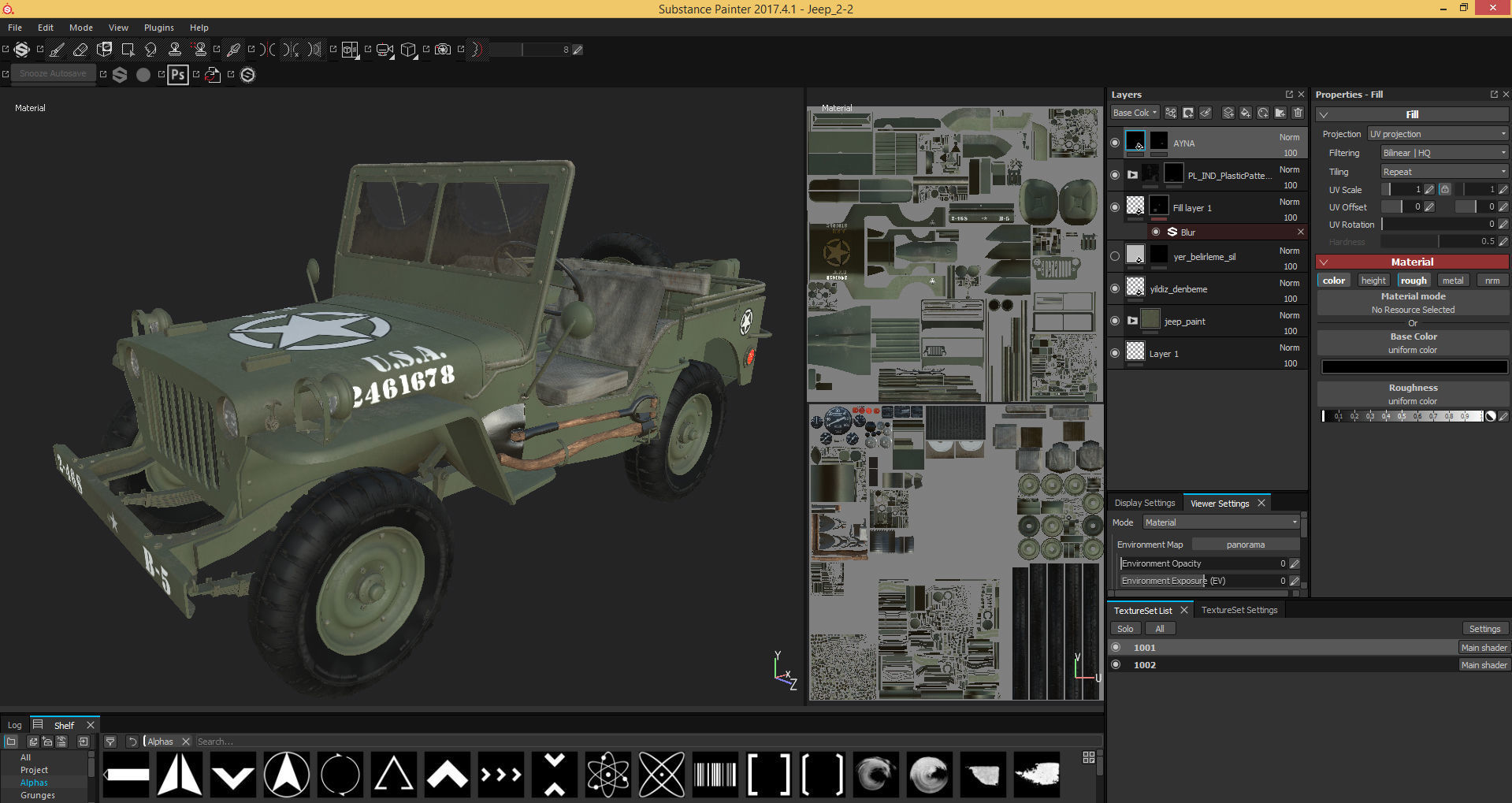 Military Jeep Car Willys  Low-poly 3D model_25