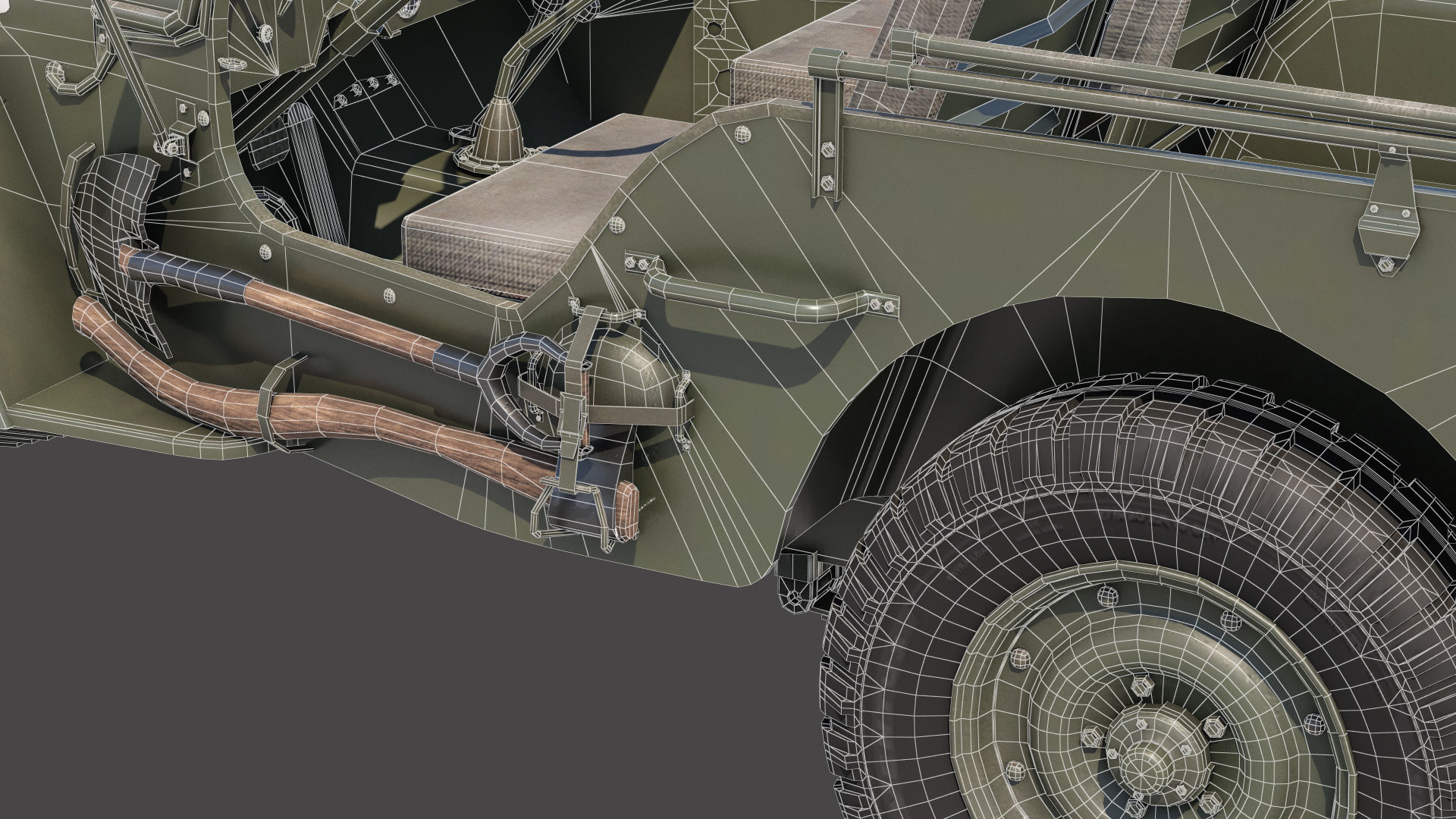 Military Jeep Car Willys  Low-poly 3D model_20