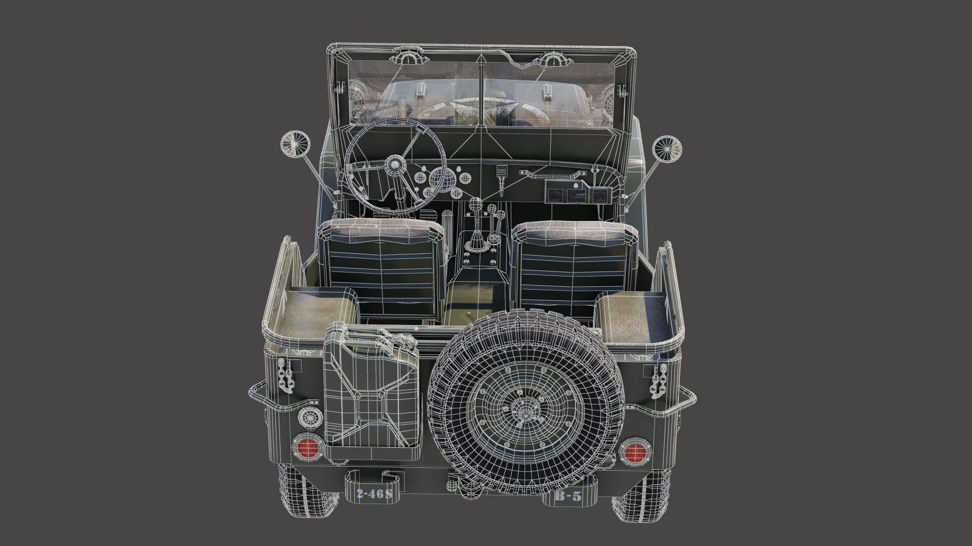 Military Jeep Car Willys  Low-poly 3D model_21