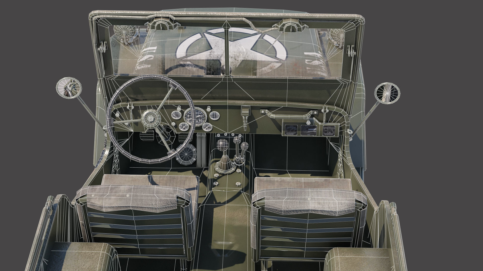 Military Jeep Car Willys  Low-poly 3D model_17
