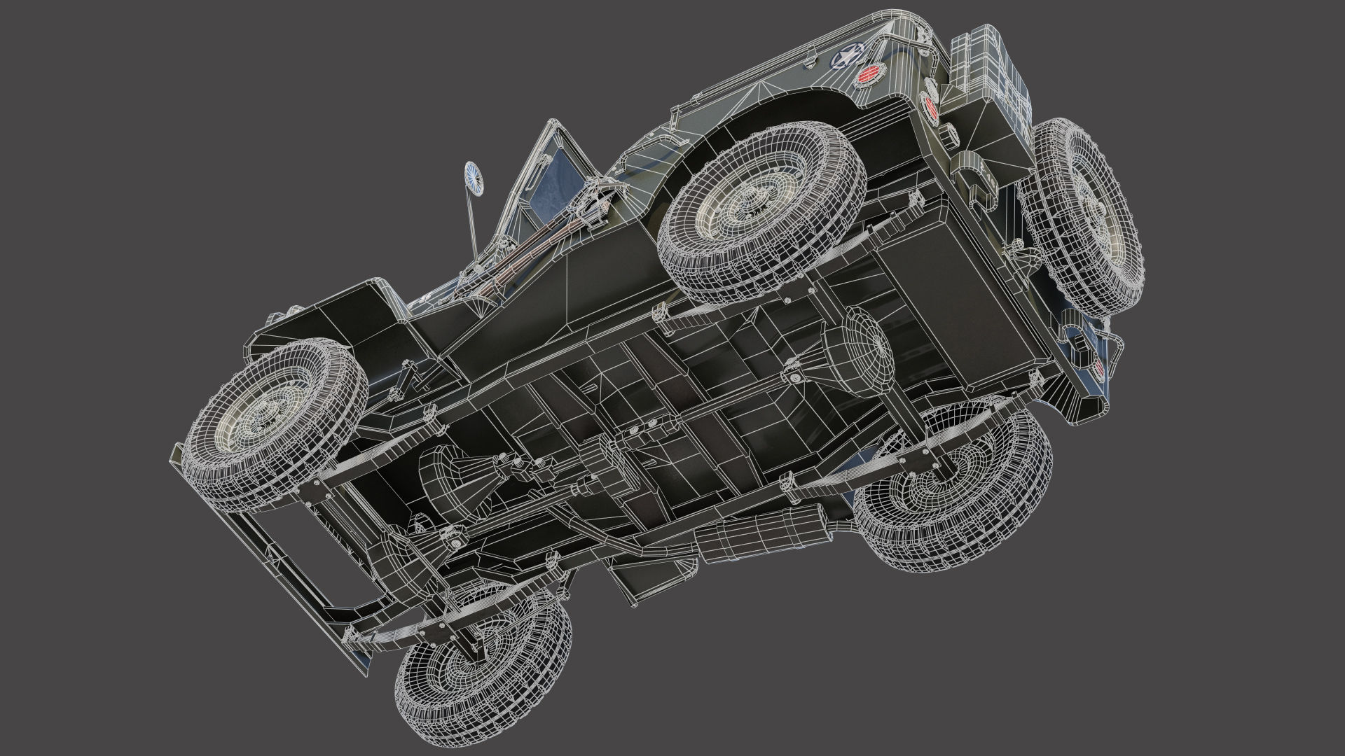 Military Jeep Car Willys  Low-poly 3D model_23