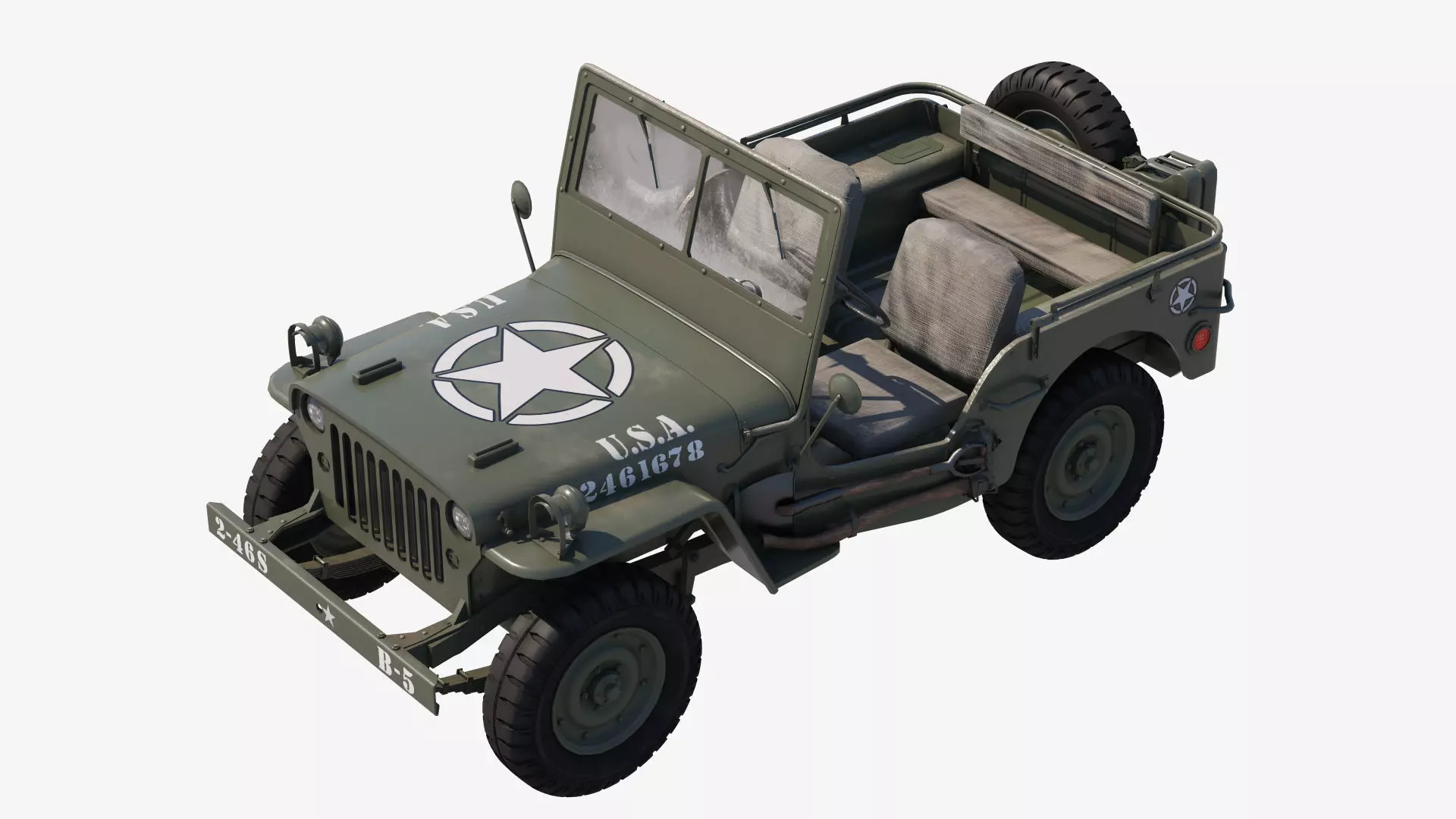 Military Jeep Car Willys  Low-poly 3D model_0