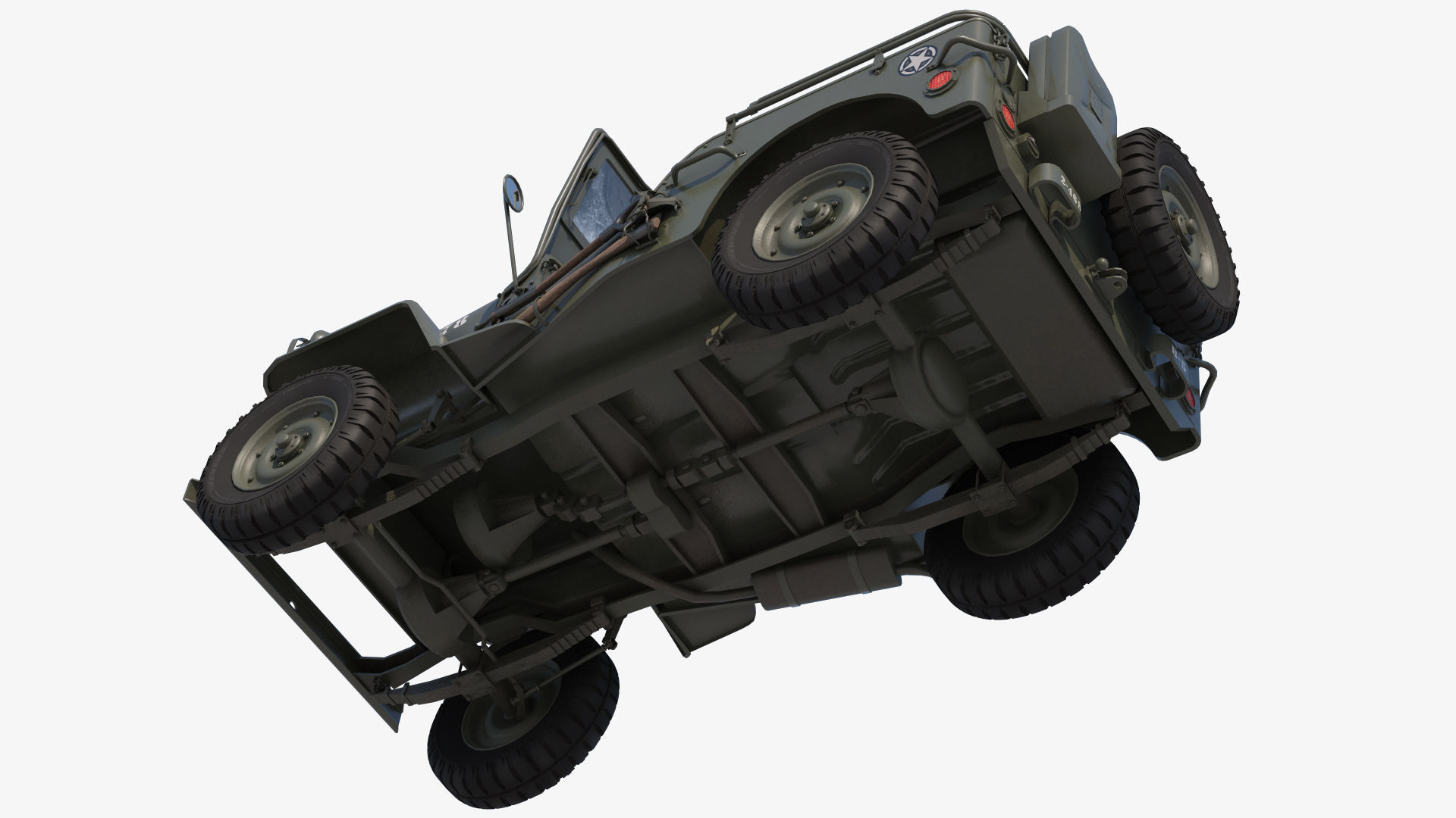 Military Jeep Car Willys  Low-poly 3D model_11