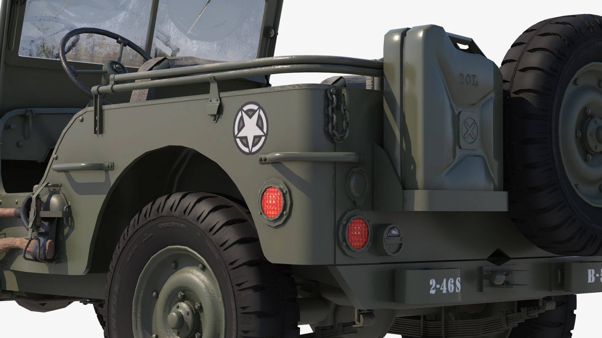 Military Jeep Car Willys  Low-poly 3D model_5