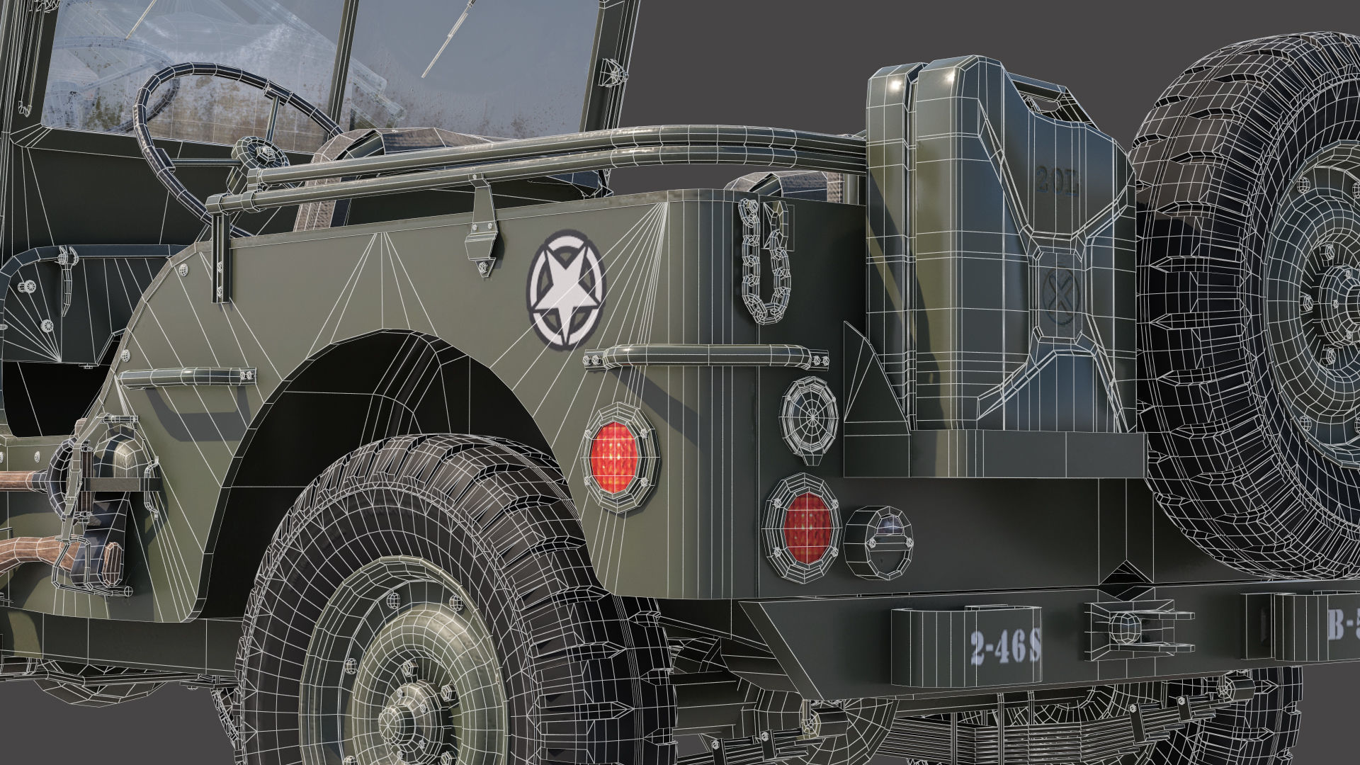 Military Jeep Car Willys  Low-poly 3D model_15