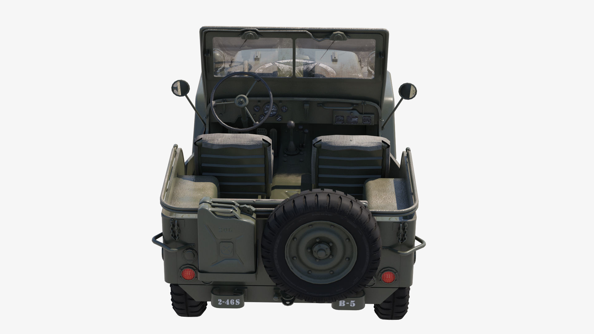 Military Jeep Car Willys  Low-poly 3D model_8