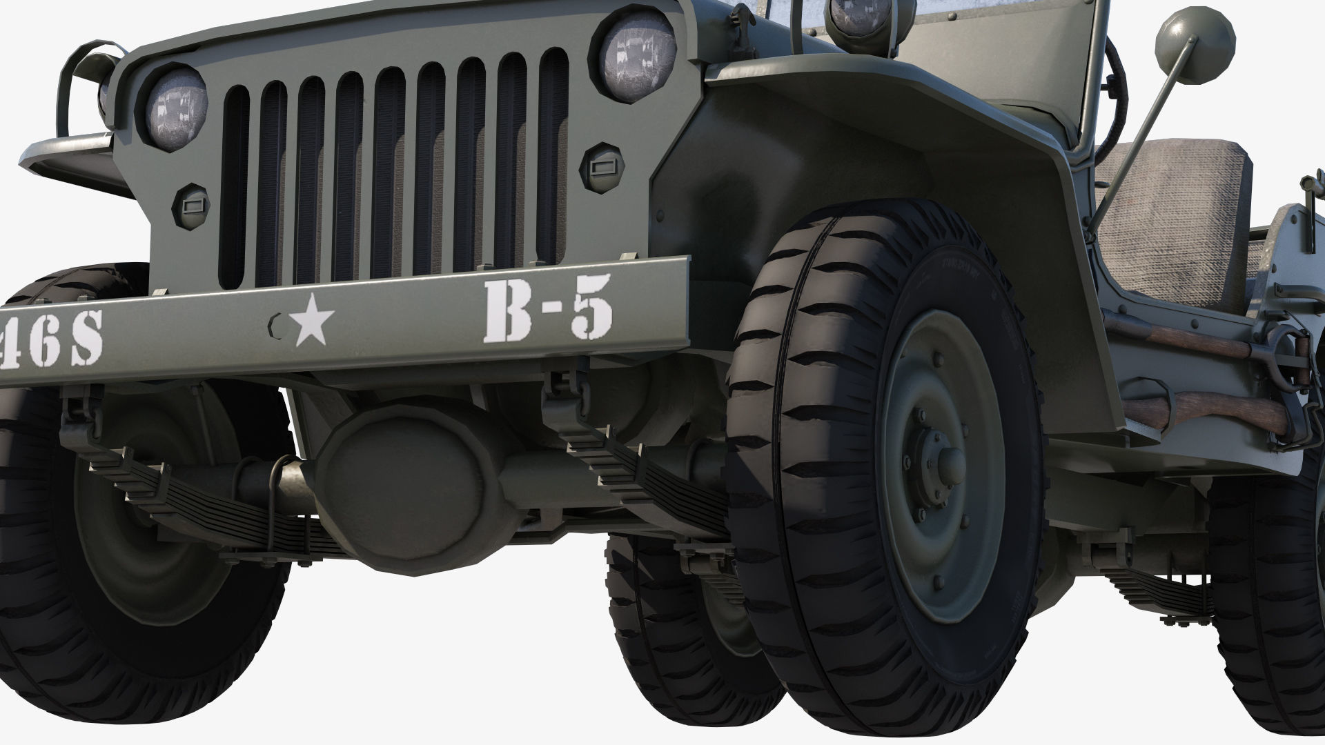 Military Jeep Car Willys  Low-poly 3D model_9
