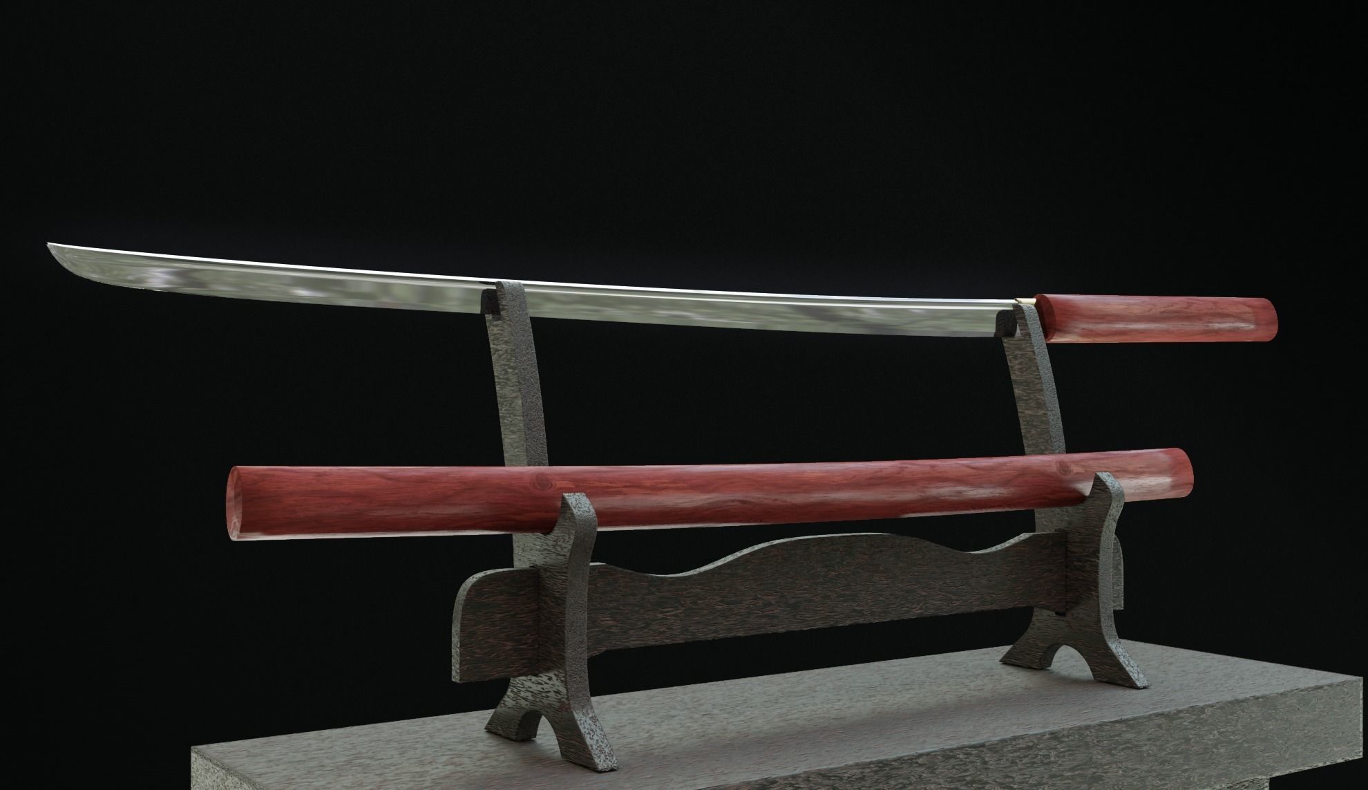 Sikomidzue Japanese sword 3D model_1
