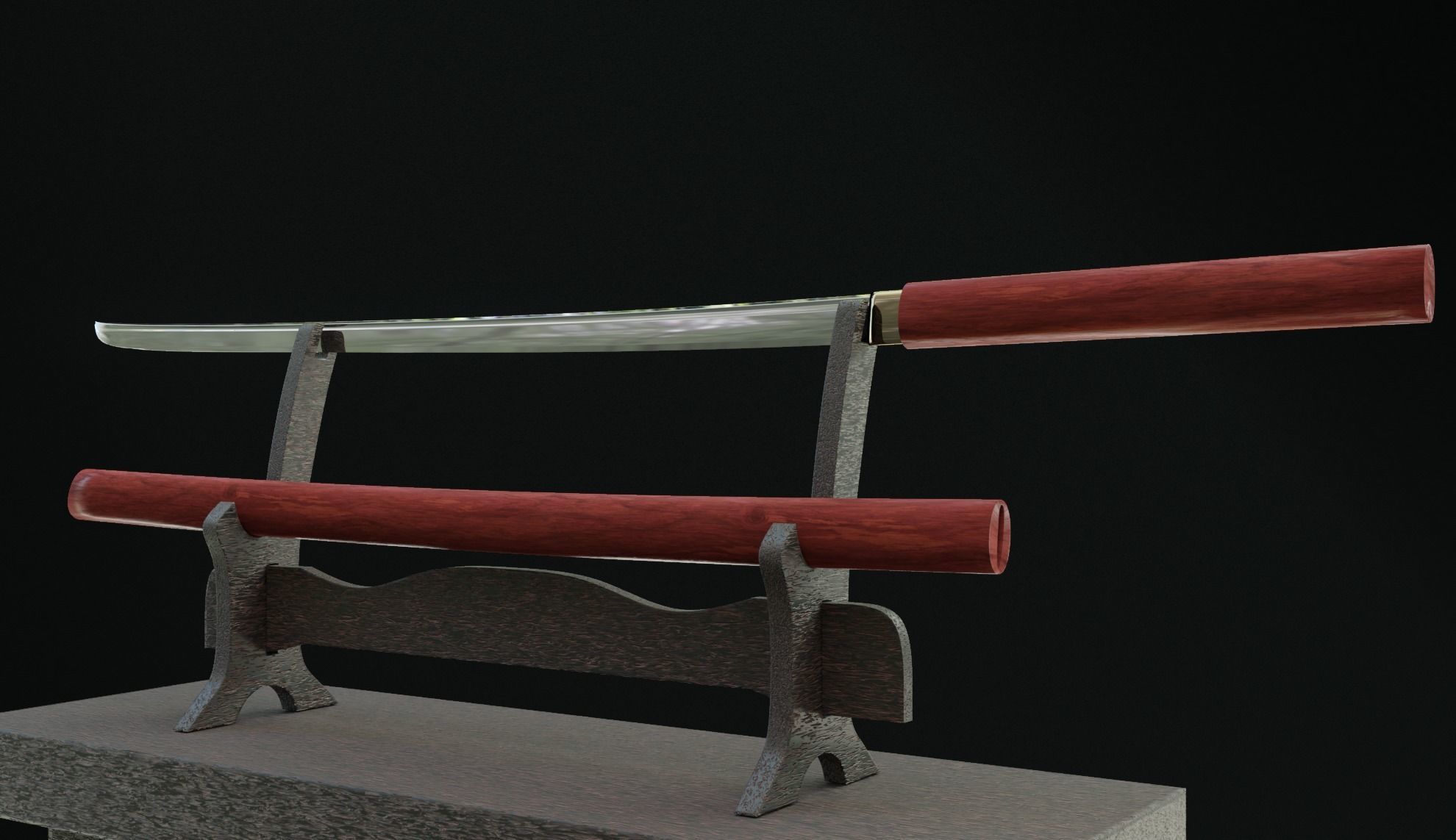Sikomidzue Japanese sword 3D model_2