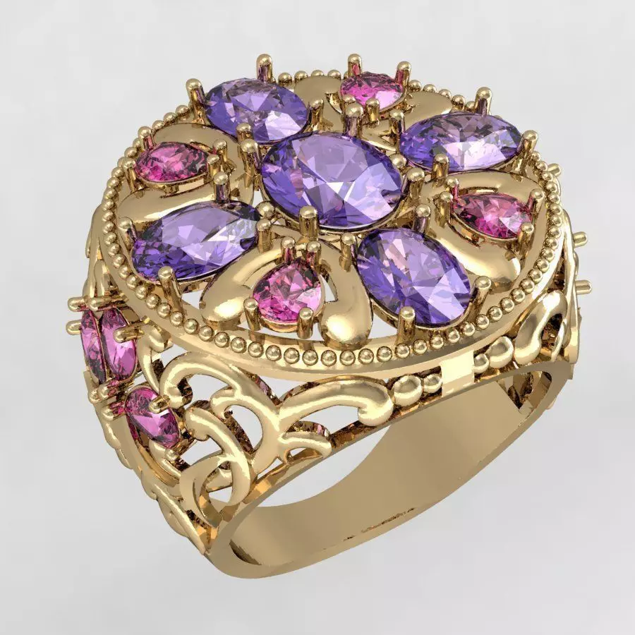 beautiful ring with gems 3D print model