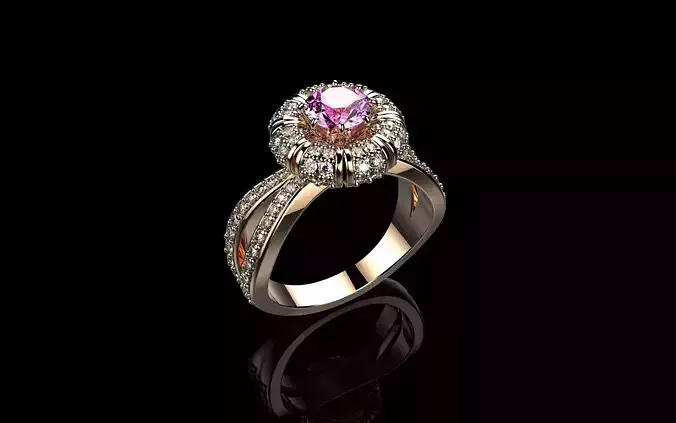 Pink  Sapphire  And Diamonds Wumen Ring