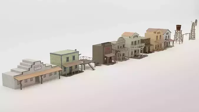 Western wooden buildings in row