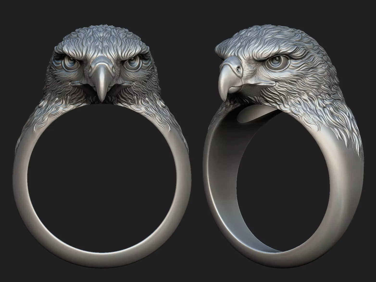 Hawk ring  3D print model_0