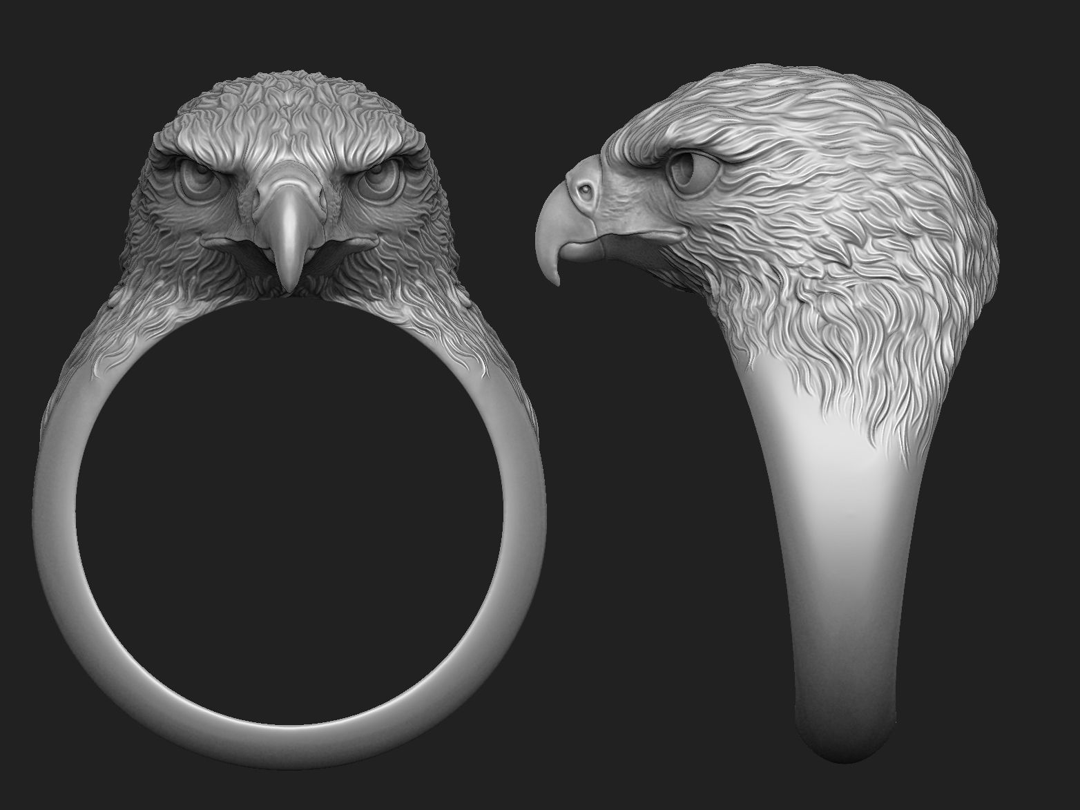 Hawk ring  3D print model_1