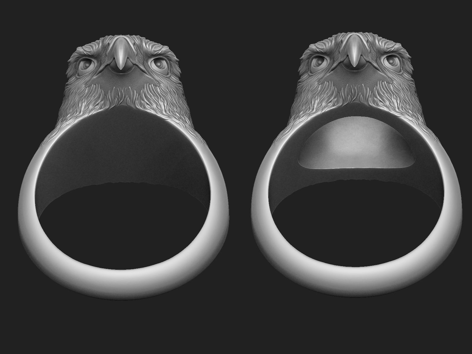 Hawk ring  3D print model_4