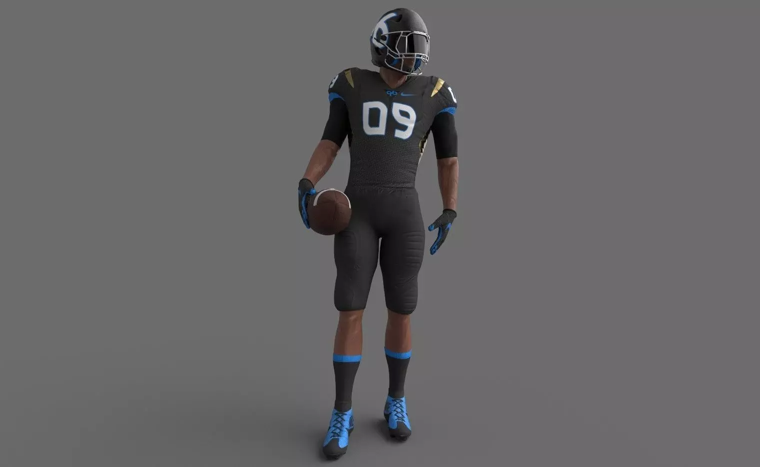 American Football Player Low-poly 3D model_0