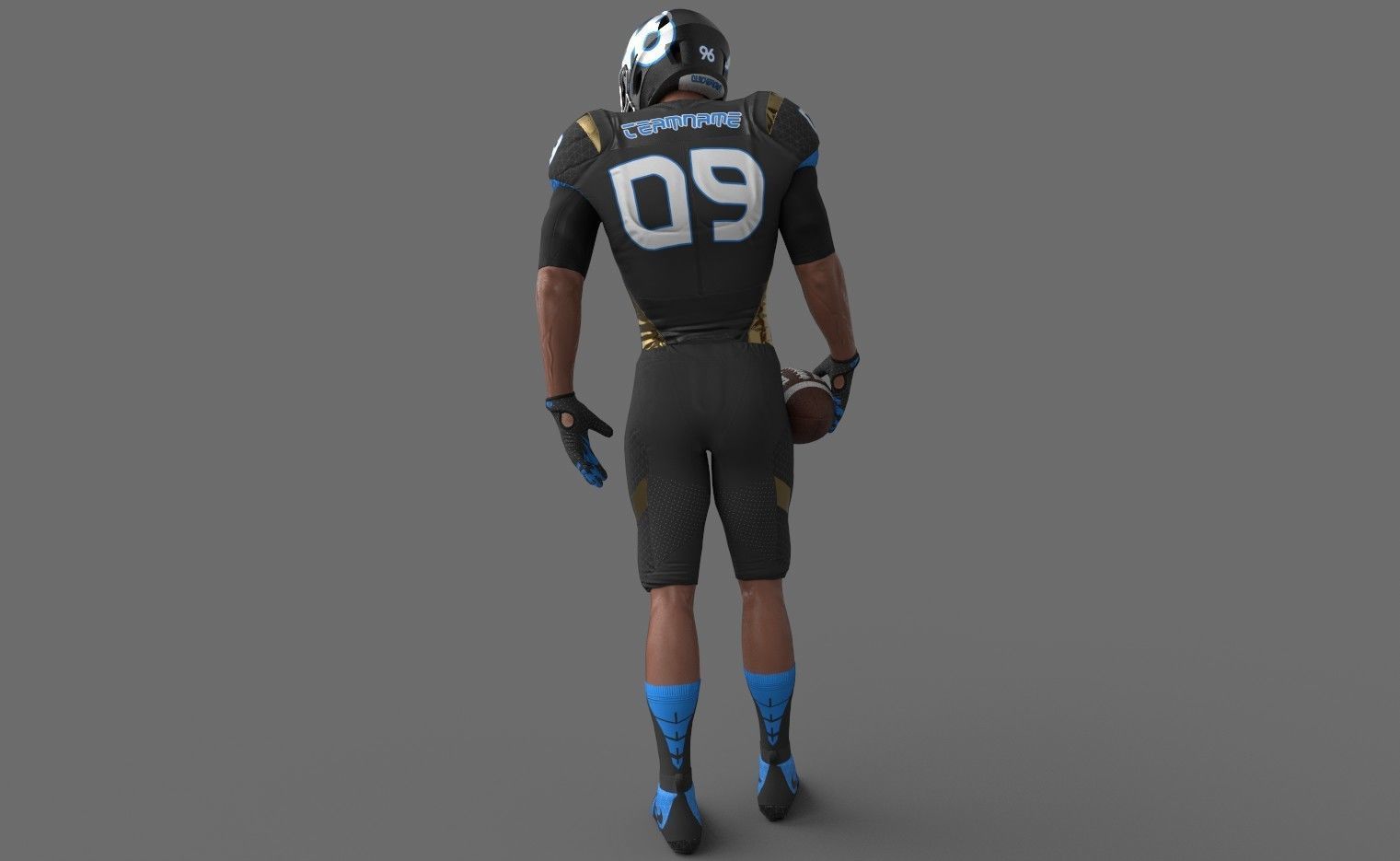 American Football Player Low-poly 3D model_3