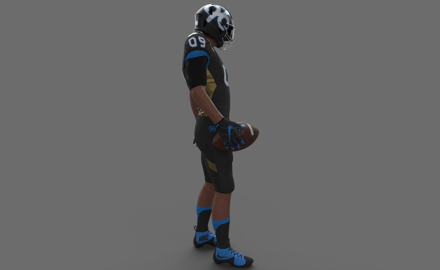 American Football Player Low-poly 3D model_4