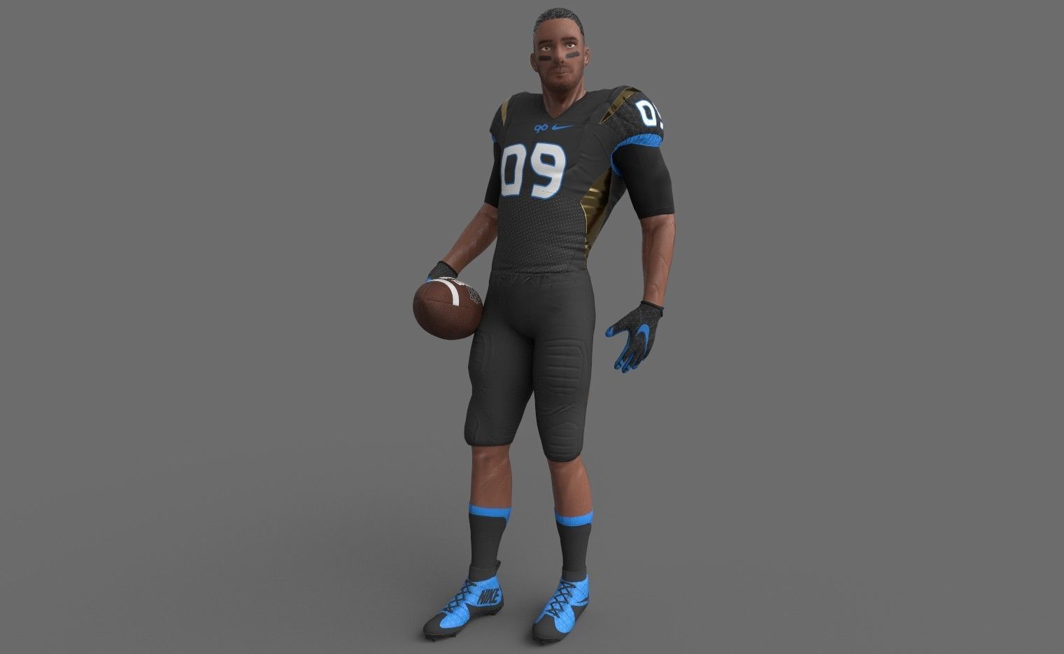 American Football Player Low-poly 3D model_1