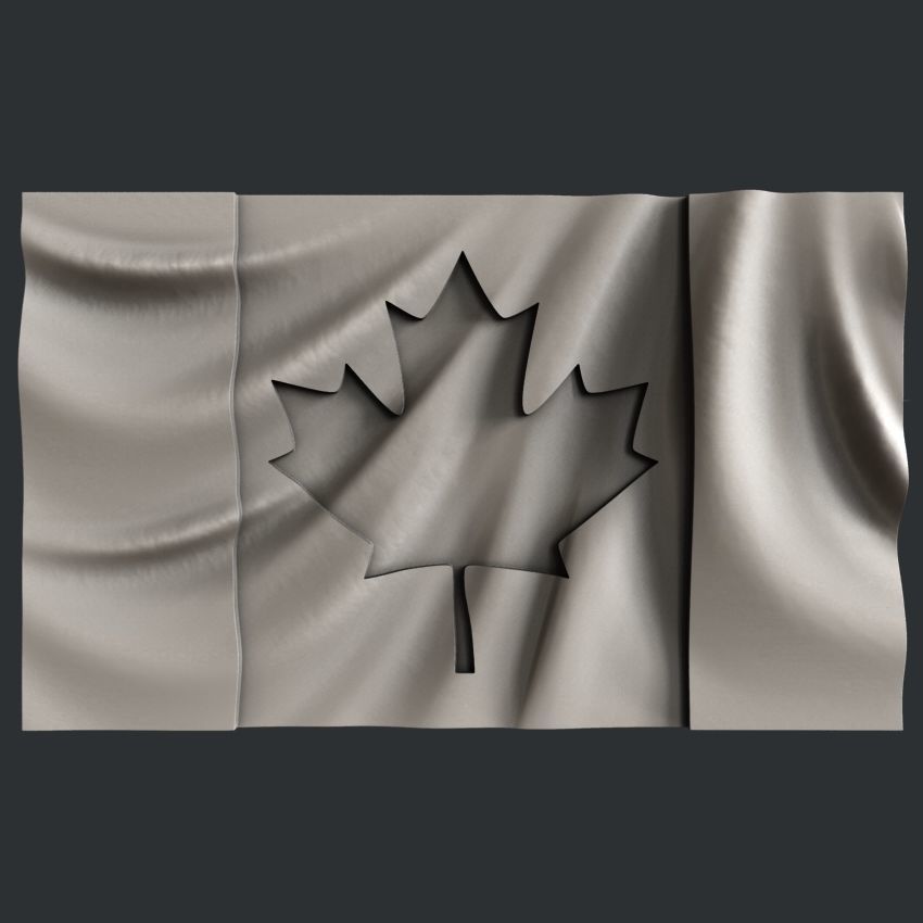3d STL models for CNC set cross flags Canada 3D model_4