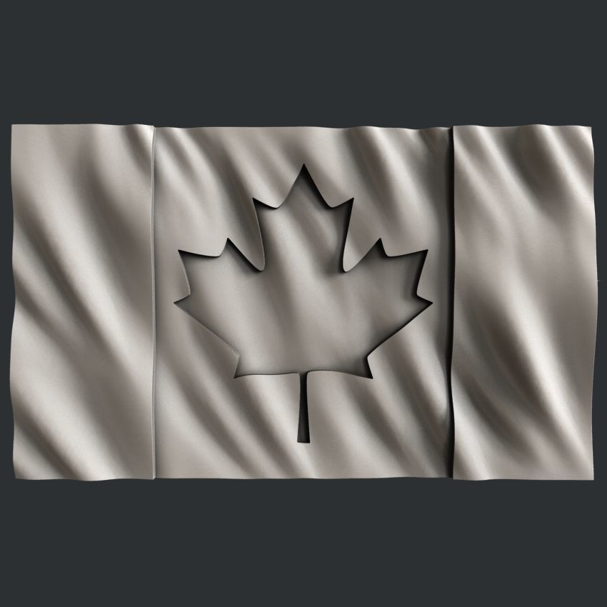 3d STL models for CNC set cross flags Canada 3D model_5