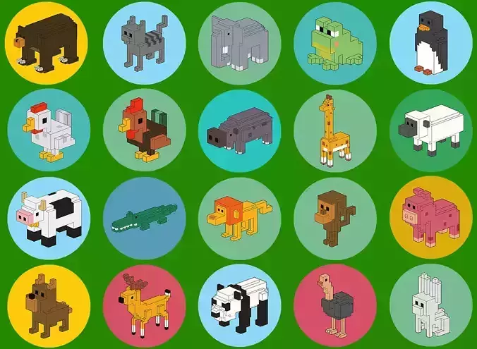 Voxel Animals Low-poly 3D model
