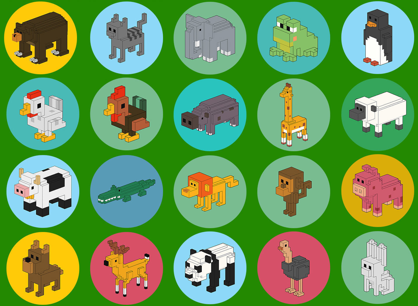 Voxel Animals Low-poly 3D model