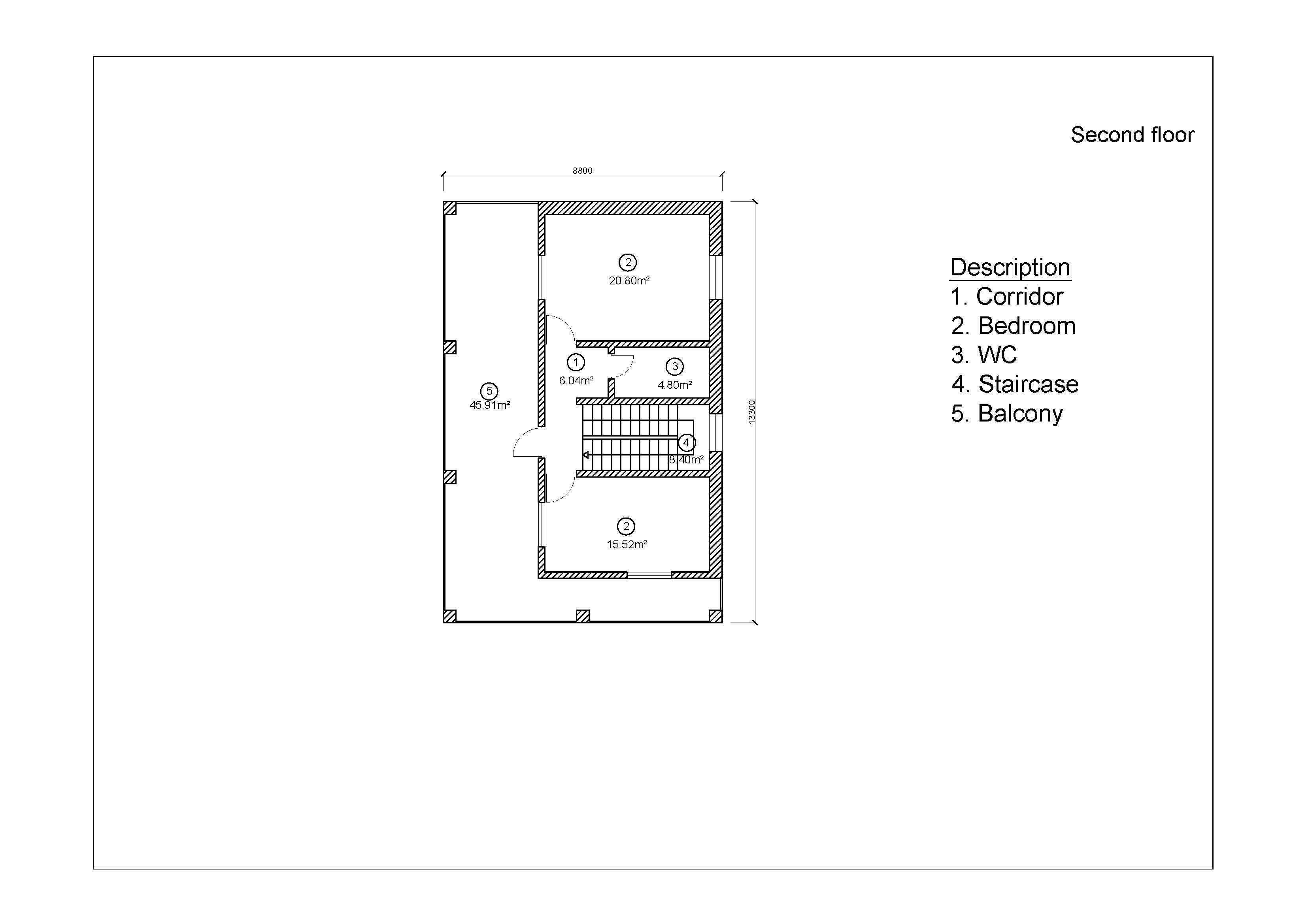 Private house project with open balcony on second floor 3D model_2