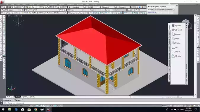 Private house project with open balcony on  second floor