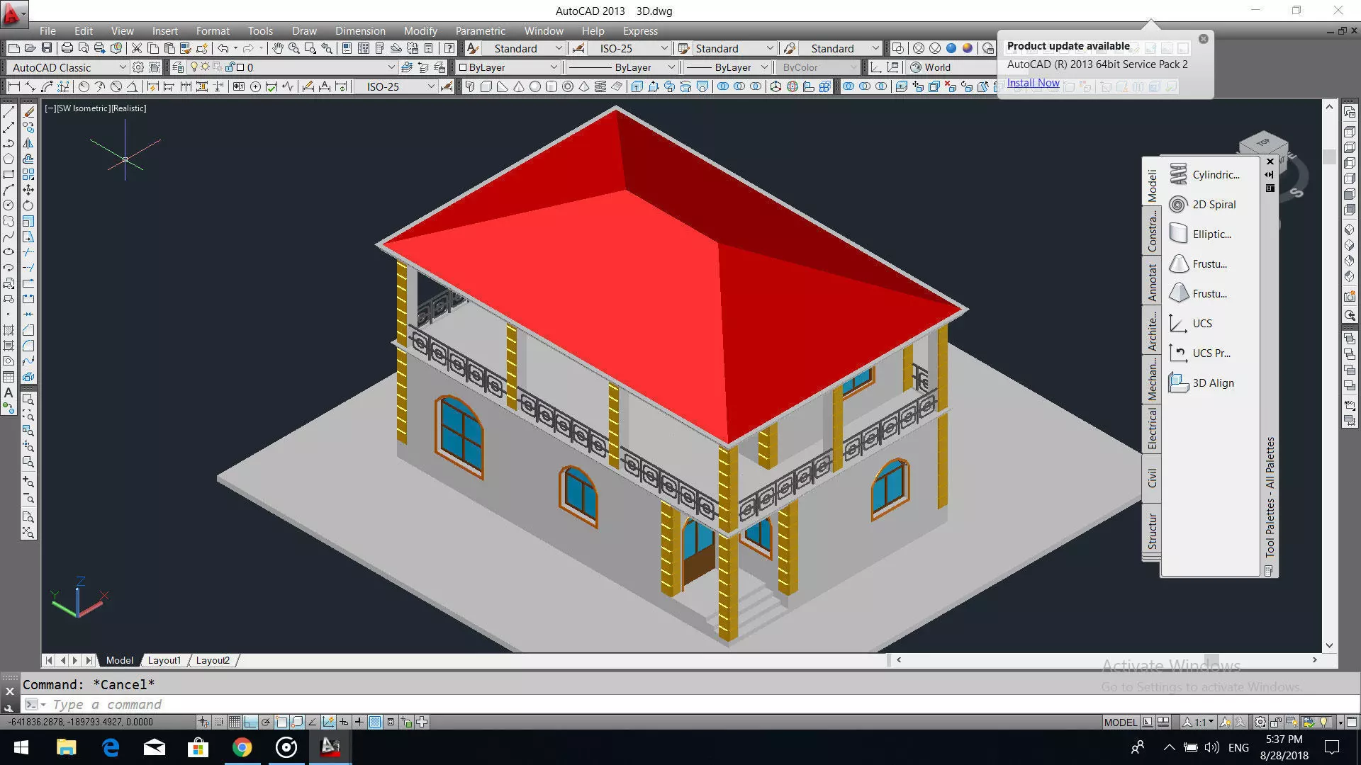 Private house project with open balcony on second floor 3D model_0