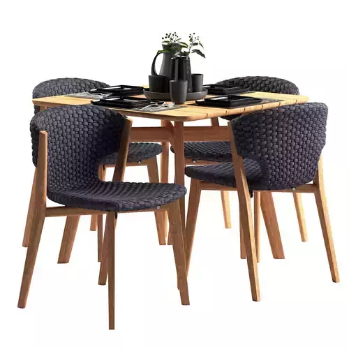 Ethimo Knit dining chair and square table 3D model