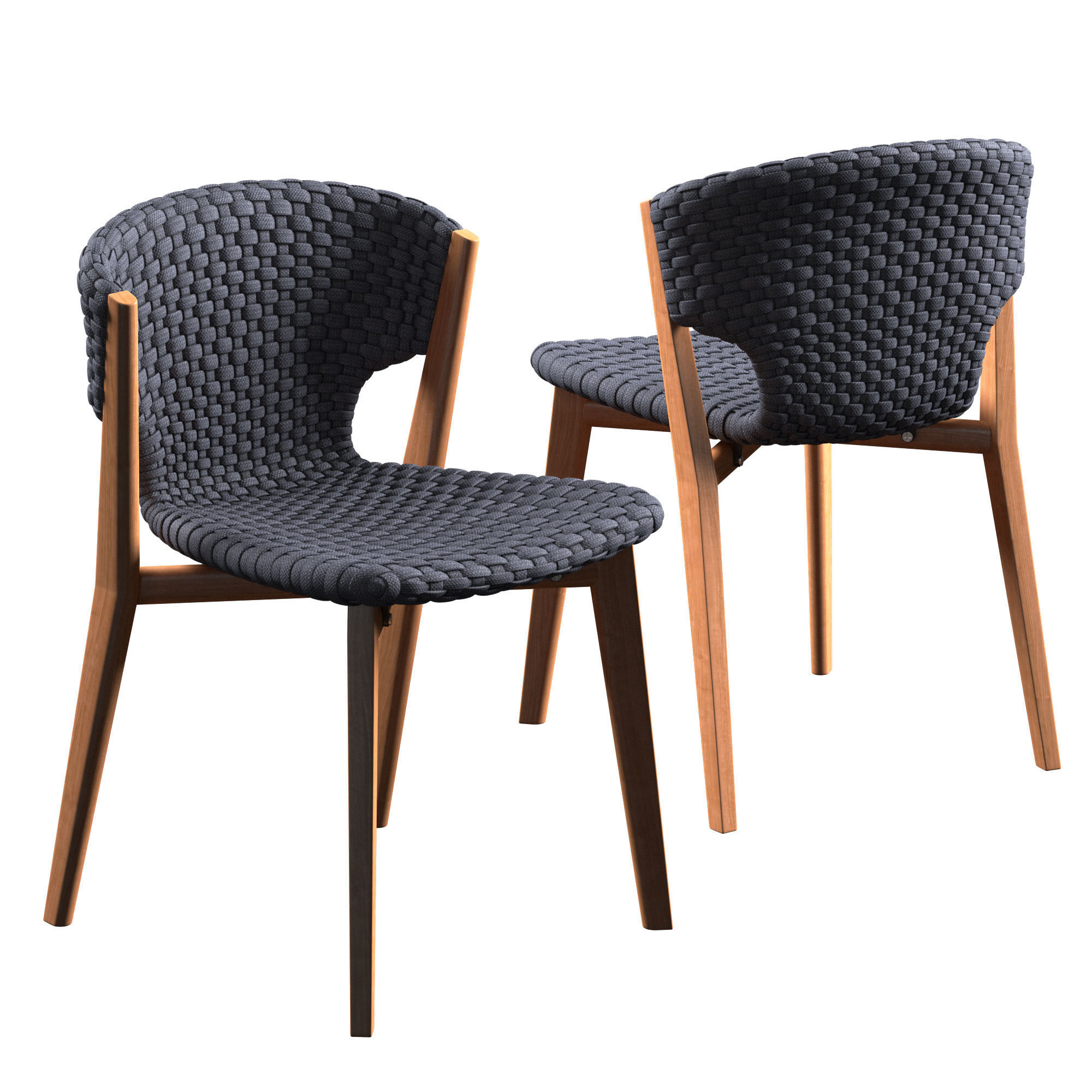 Ethimo Knit dining chair and square table 3D model_2