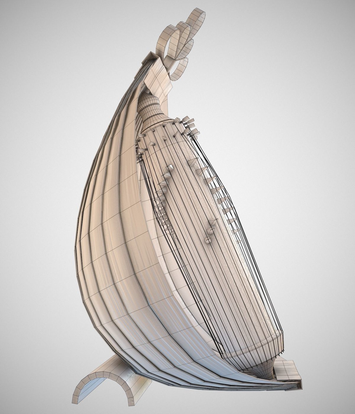 Sasando Rote Low-poly 3D model_11