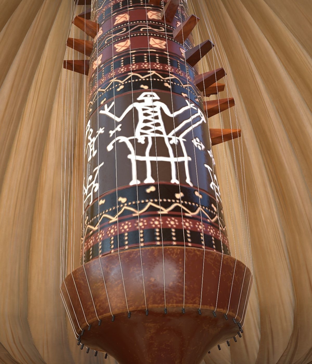 Sasando Rote Low-poly 3D model_8