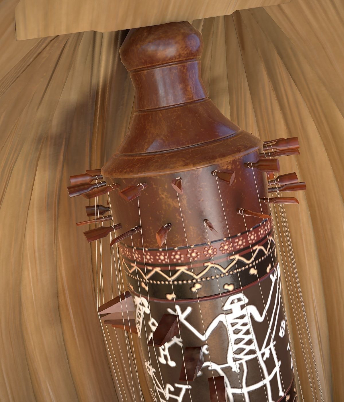 Sasando Rote Low-poly 3D model_7