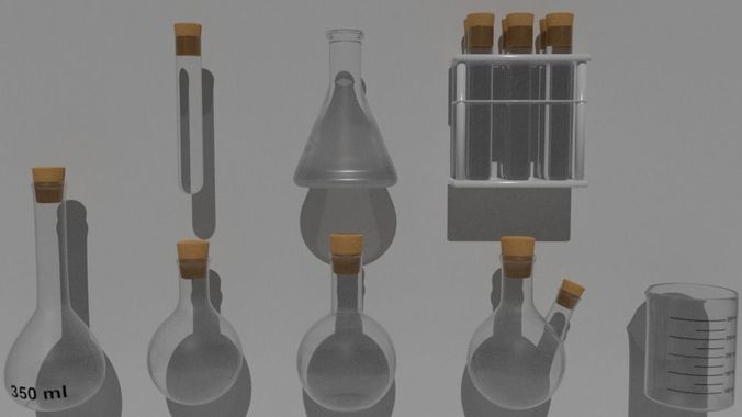 PBR Labkit flasks 3D model