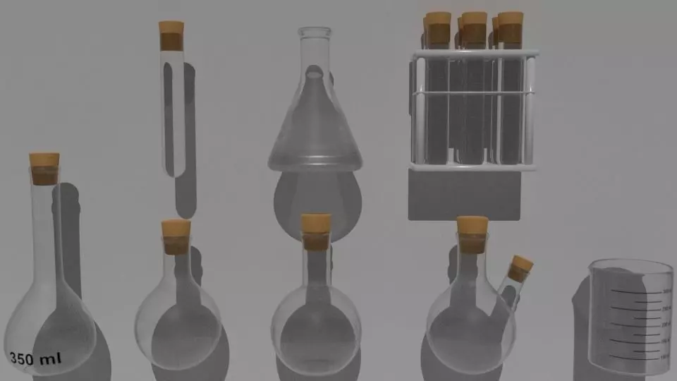 PBR Labkit flasks 3D model_0
