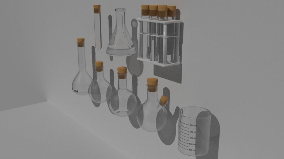 PBR Labkit flasks 3D model_1